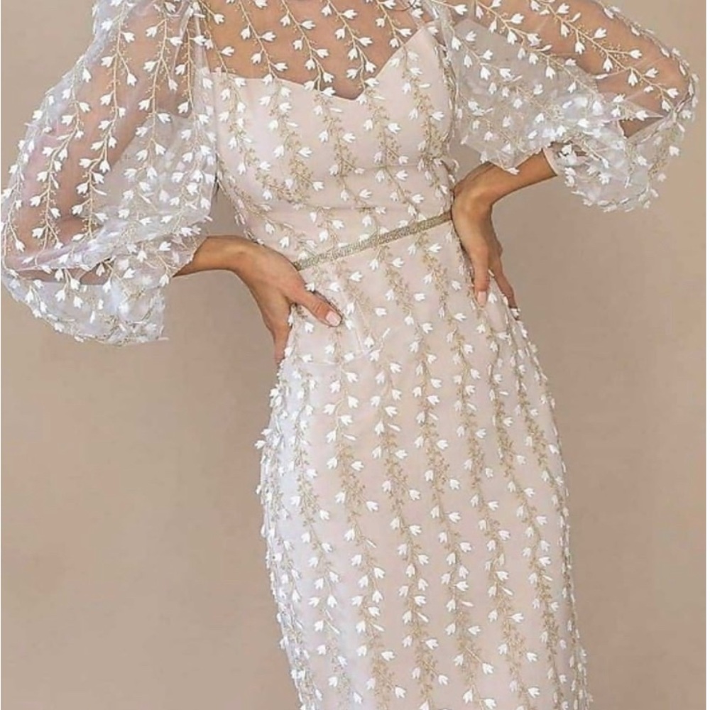 Elegant Cream Floral Dress